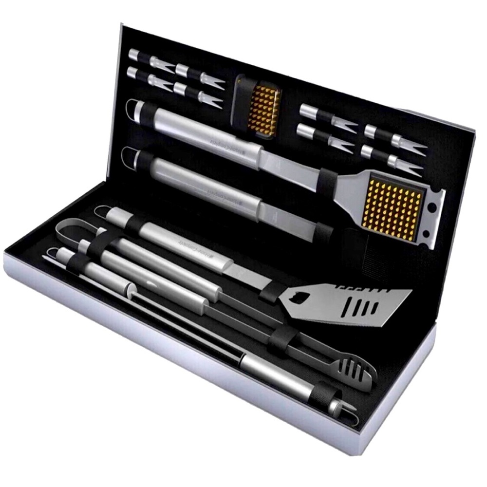 BBQ Accessories – Home-Complete HC-1000 16PC Grill Set Spatula, Tongs, Case NIB